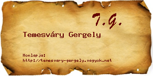 Temesváry Gergely névjegykártya